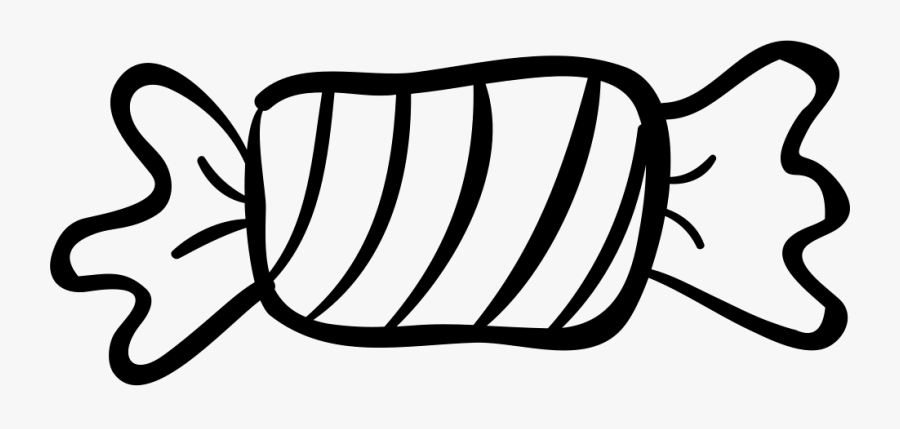 Halloween Candy Of Rectangular Striped Hand Drawn Shape - Candy Png Black And White, Transparent Clipart