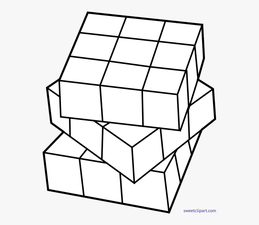 Rubiks Cube Drawing - Rubix Cube Black And White, Transparent Clipart