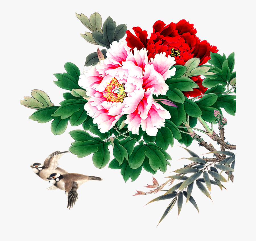 Clip Freeuse Stock Moutan Peony Bird - Oil Painting Flowers Png, Transparent Clipart