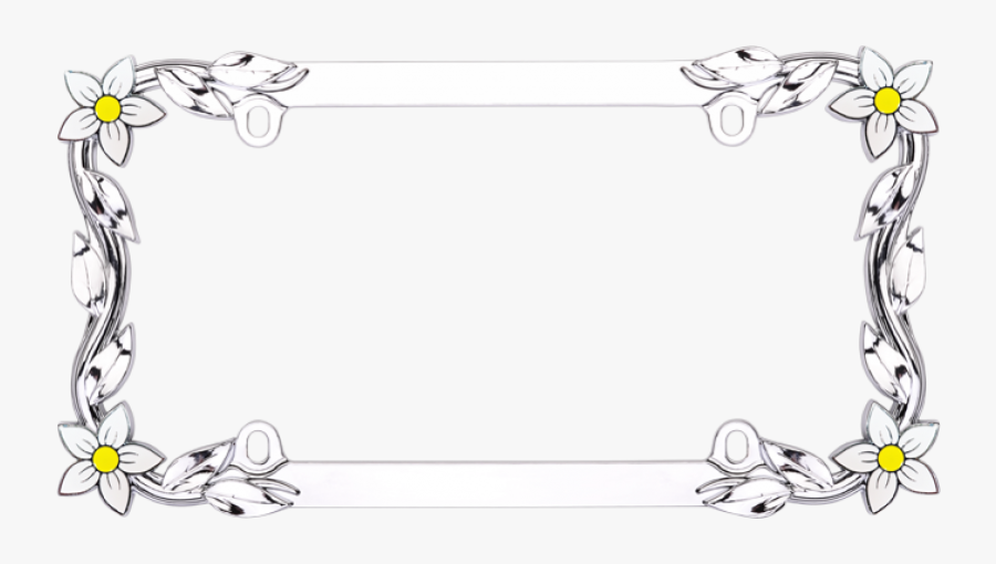 Daisy Chrome License Plate Frame - Silver Flower License Plate Frame, Transparent Clipart