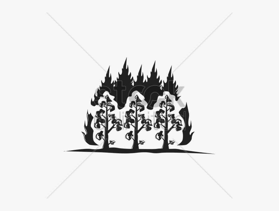 Font Silhouette Transparent Png - Forest Fire Clipart Black And White, Transparent Clipart