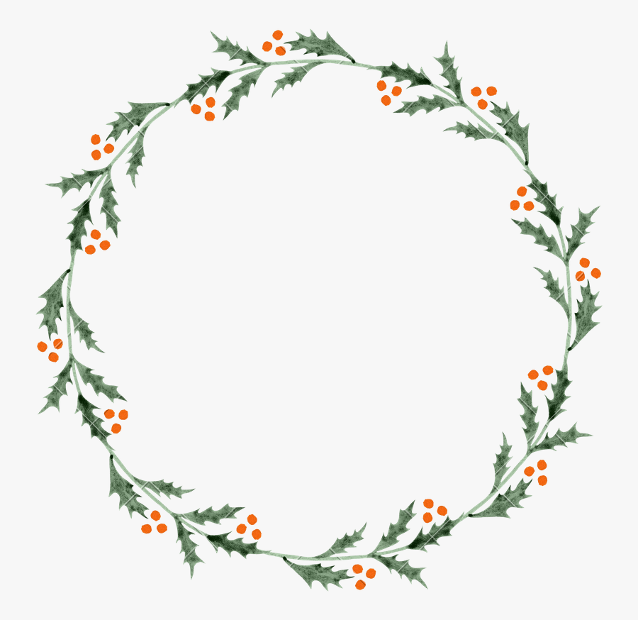 Transparent Holly Wreath Png - Transparent Background Greenery Wreath Border, Transparent Clipart