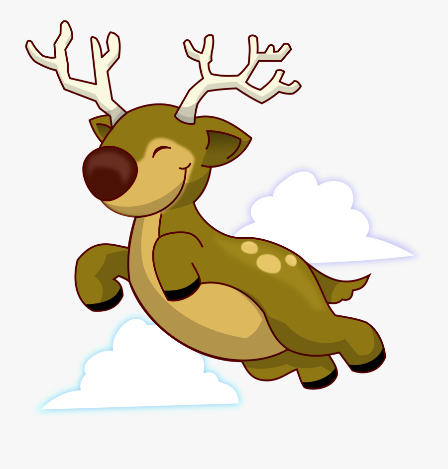 Of A Cartoon Reindeer Running Or Dancing Vector Clip - Flying Reindeer, Transparent Clipart