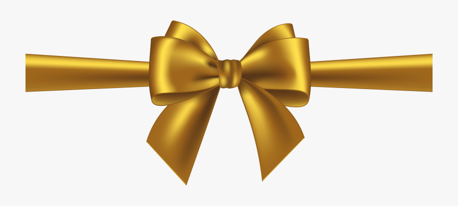Christmas Ribbon Clipart Golden - Gold Bow Transparent Background, Transparent Clipart