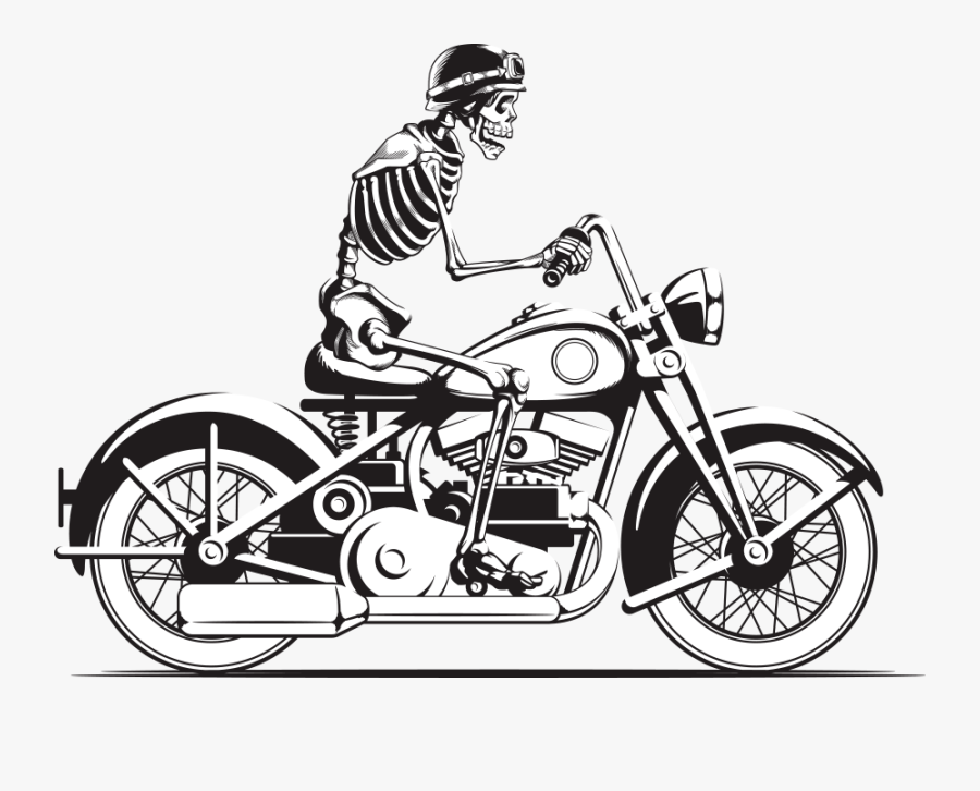 Helmet Skull Photography Vector Motorcycle Stock Clipart - Skeleton On A Motorbike Clipart, Transparent Clipart