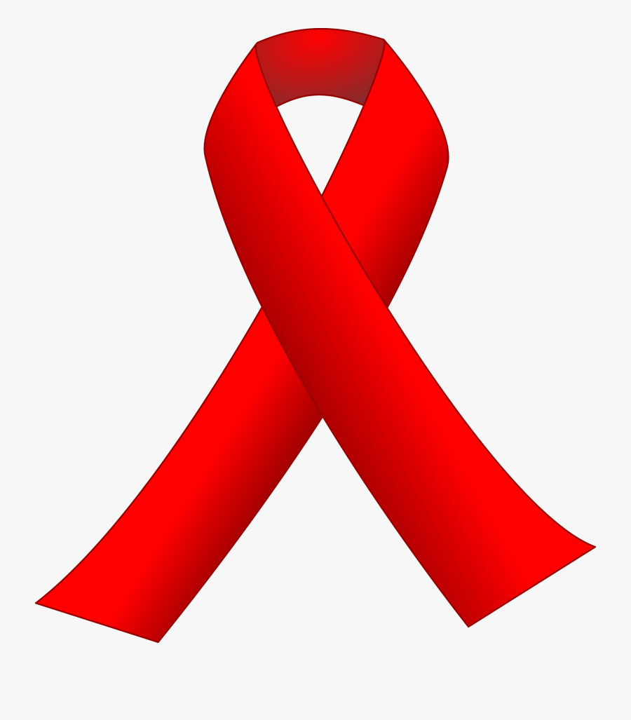 Clipart Red Bowed Ribbon - Red Ribbon For Aids, Transparent Clipart