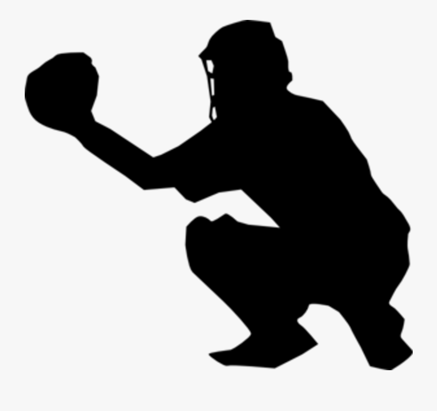 Baseball Player Running Clipart - Baseball Catcher Silhouette Png, Transparent Clipart