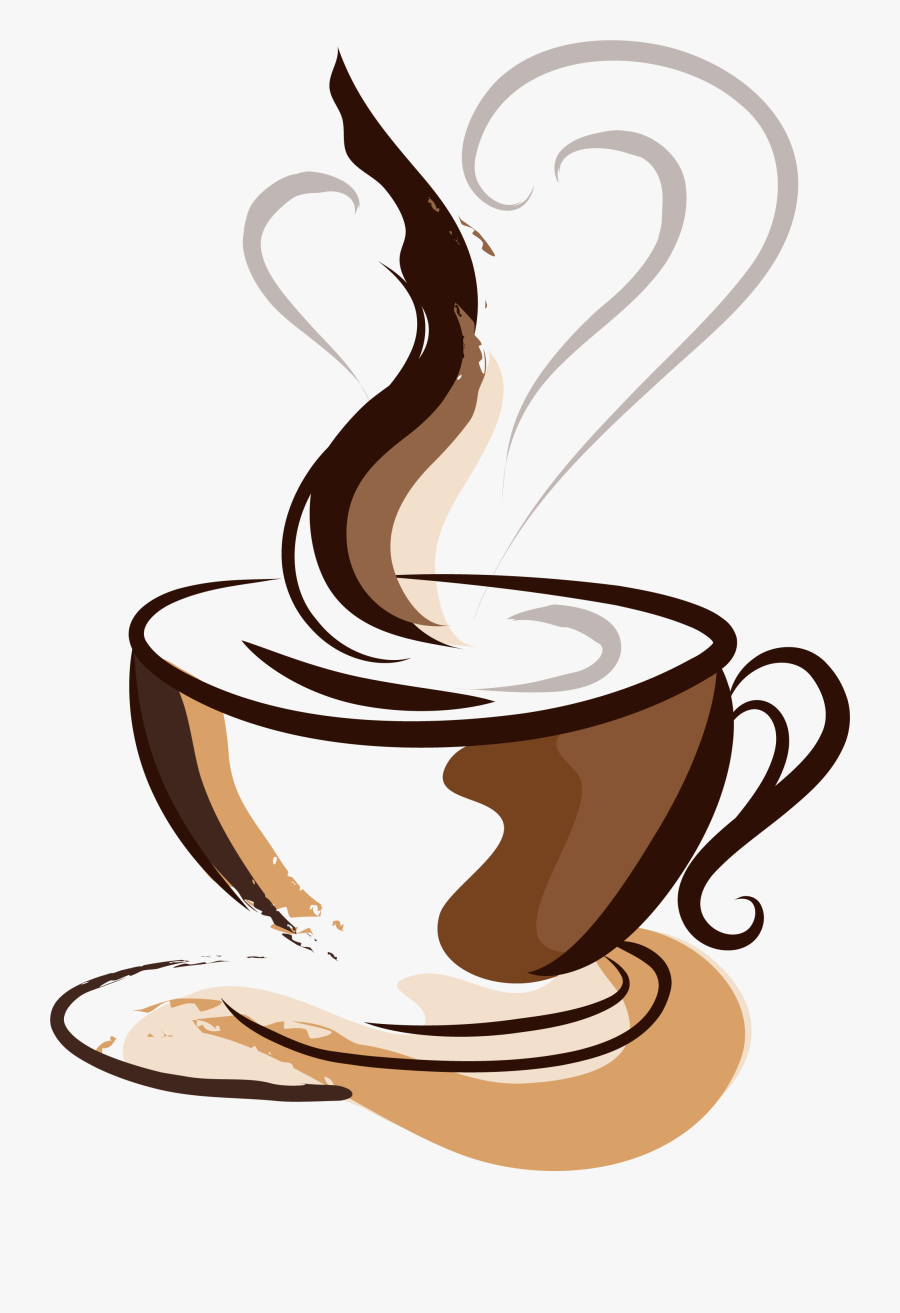 Brown Coffee Cup Painted Hand Cafe Drawing Clipart - Transparent Background Coffee Cup Png, Transparent Clipart