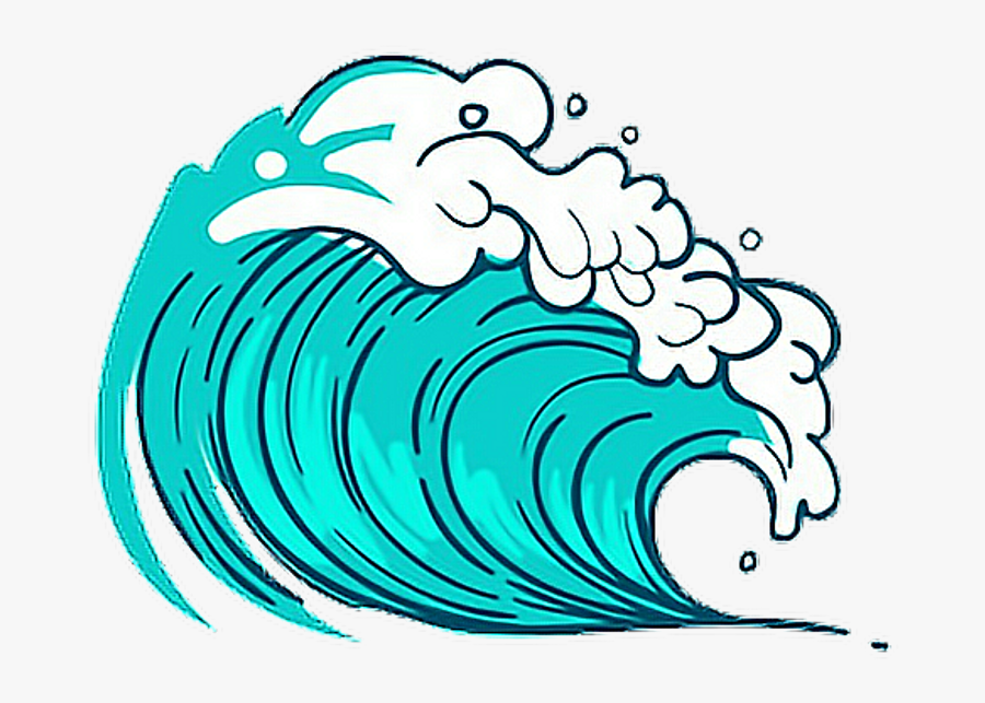 #sea #wave #blue #freetoedit #귀여운 #picsart #cute #kawaii - Kawaii Wave, Transparent Clipart