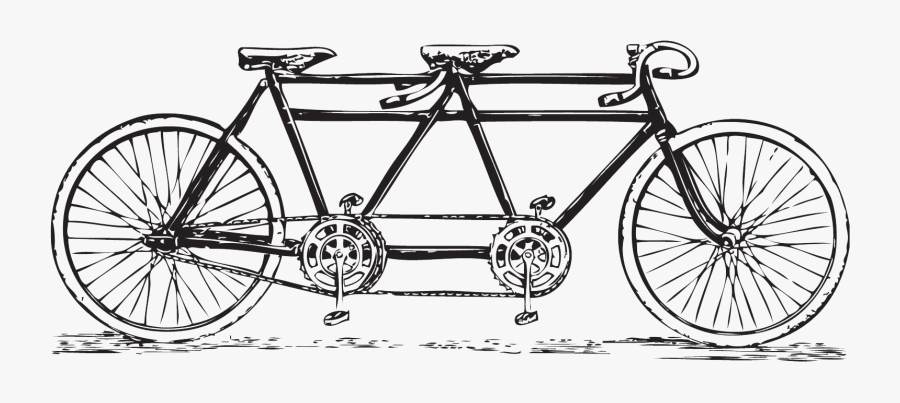 Vintage Tandem Bike Clipart , Png Download - Bicycle For Two Drawing, Transparent Clipart