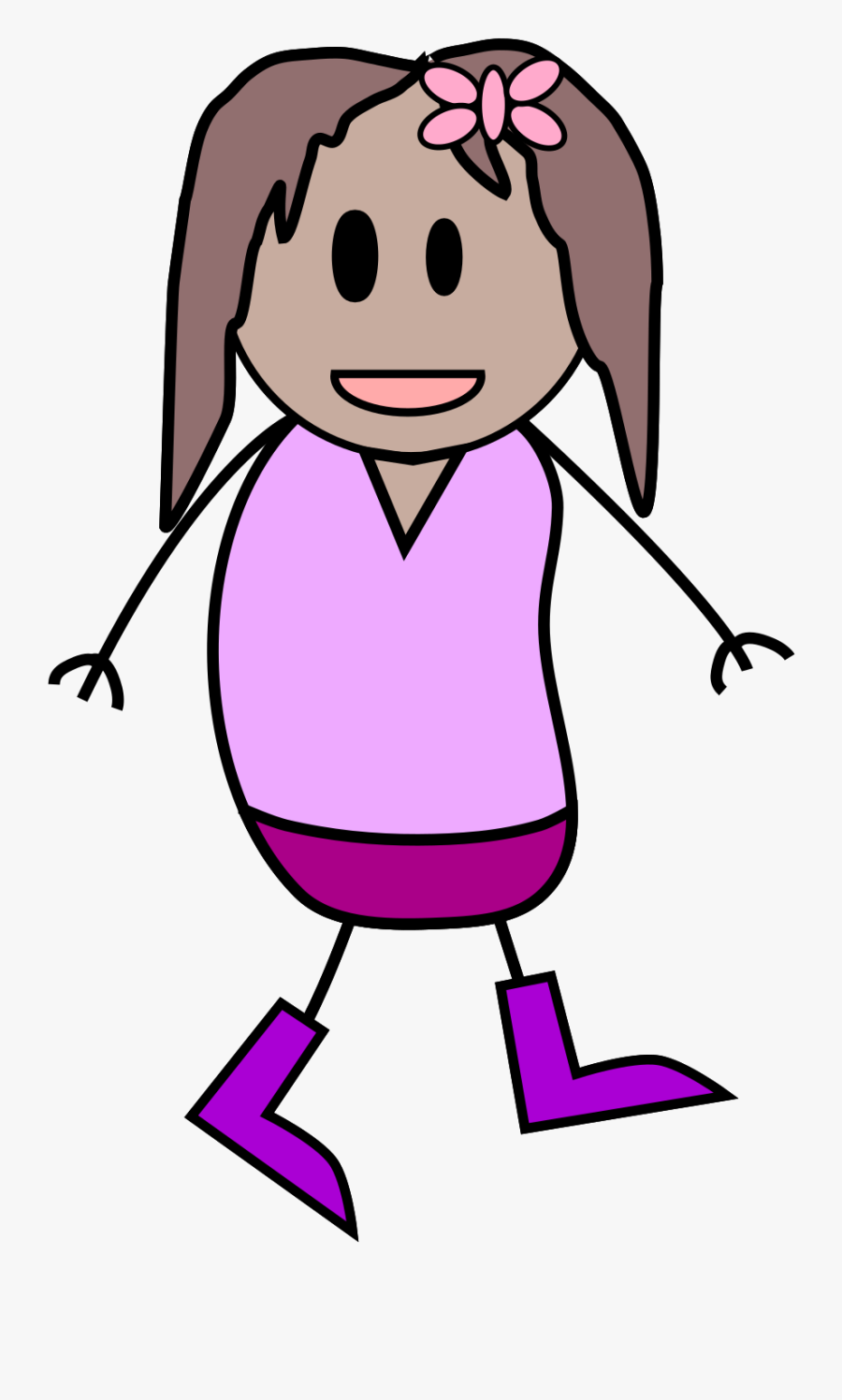 Clipart - Stick Drawing Girl Png, Transparent Clipart