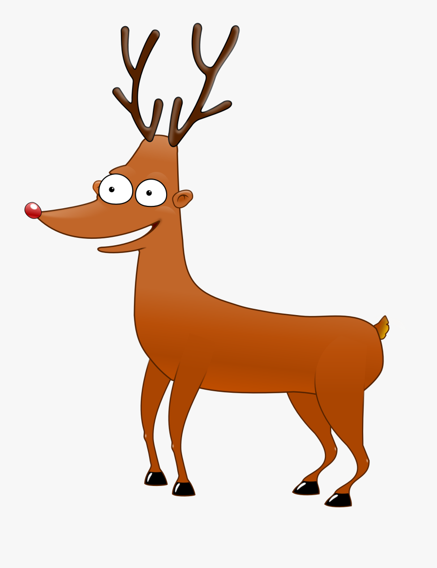 Rudolf Png Free Stock - Cartoon Reindeer Transparent Background, Transparent Clipart