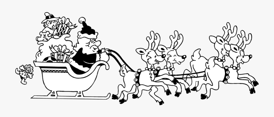 Thumb Image - Santa Sleigh Clipart Black And White, Transparent Clipart