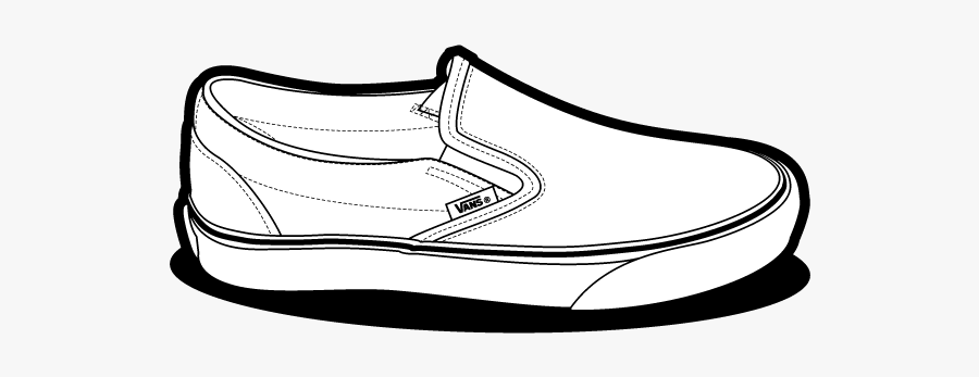 Shoe Clipart Vans - Slip On Vans Drawing, Transparent Clipart