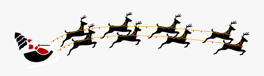 Santa Flying With Reindeer Png, Transparent Clipart