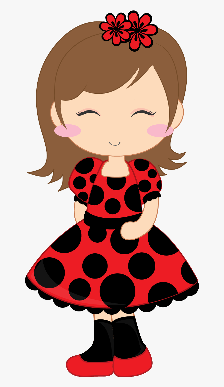 Girl And Ladybugs Clip Art - Lady Bug Clip Art, Transparent Clipart