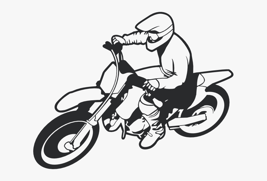 Dirt Clipart Background - Black And White Dirt Bike Rider, Transparent Clipart