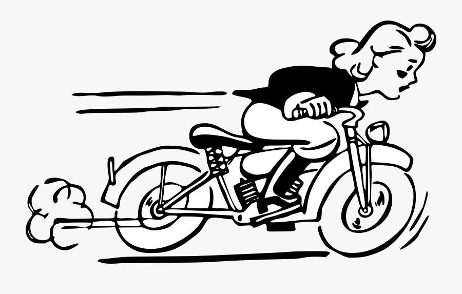 Motorcycle Harley-davidson Bicycle Woman Driving - Motorcycle Clipart Black And White, Transparent Clipart