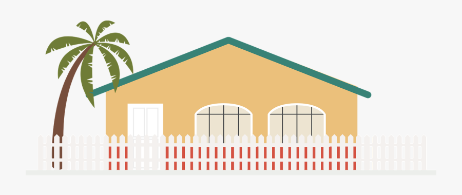 Home Clipart Tree - House With Palm Tree Clip Art, Transparent Clipart