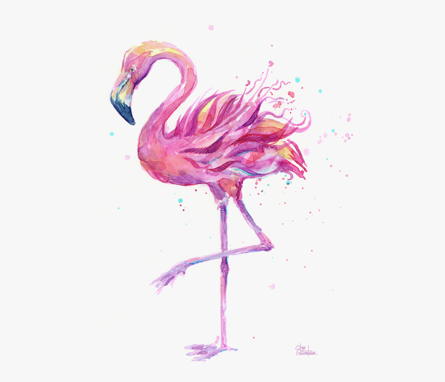 Clip Art Flamingo Posters - Watercolor Flamingo Transparent Background, Transparent Clipart