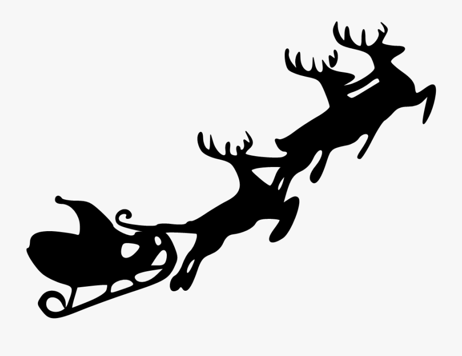 Reindeer Sleigh Silhouette Png, Transparent Clipart