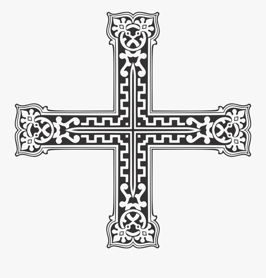Vintage Decorative Ornamental Cross Vector Library - Christian Cross, Transparent Clipart