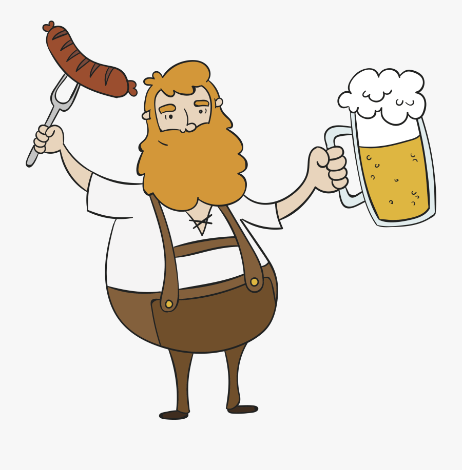 Transparent Bratwurst Clipart - German Drinking Beer Clipart, Transparent Clipart