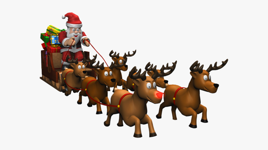 Christmas Reindeer Png Clipart - Santa With Rudolph Png, Transparent Clipart
