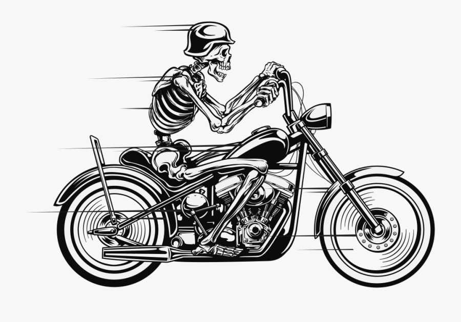 Skeleton Bike Biker Bikeride Skelett Motorbike Motorrad - Skeleton On Motorcycle, Transparent Clipart