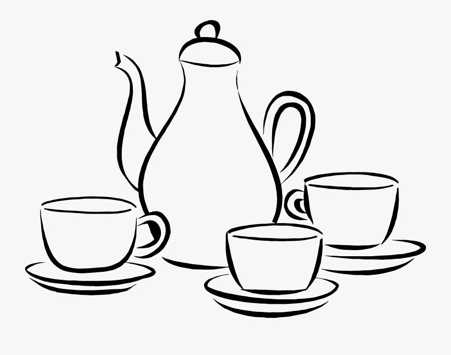 Coffee Pot And Cups Vector Transparent - Coffee Pot And Cups, Transparent Clipart