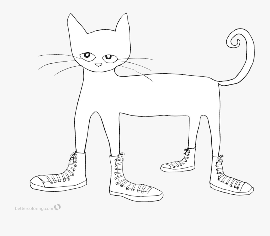 Pete The Cat Unique Coloring Pages In Shoes Clipart - White Shoe Pete The Cat Coloring Page, Transparent Clipart