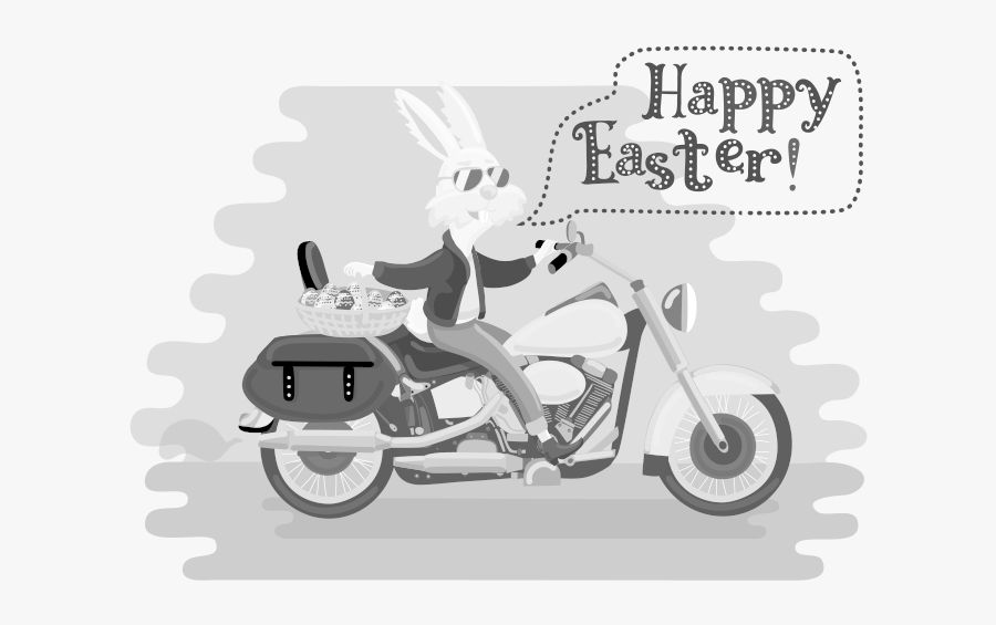 Wedding Motorcycle Cartoon , Free Unlimited - Easter Rabbit On Motorcycle, Transparent Clipart