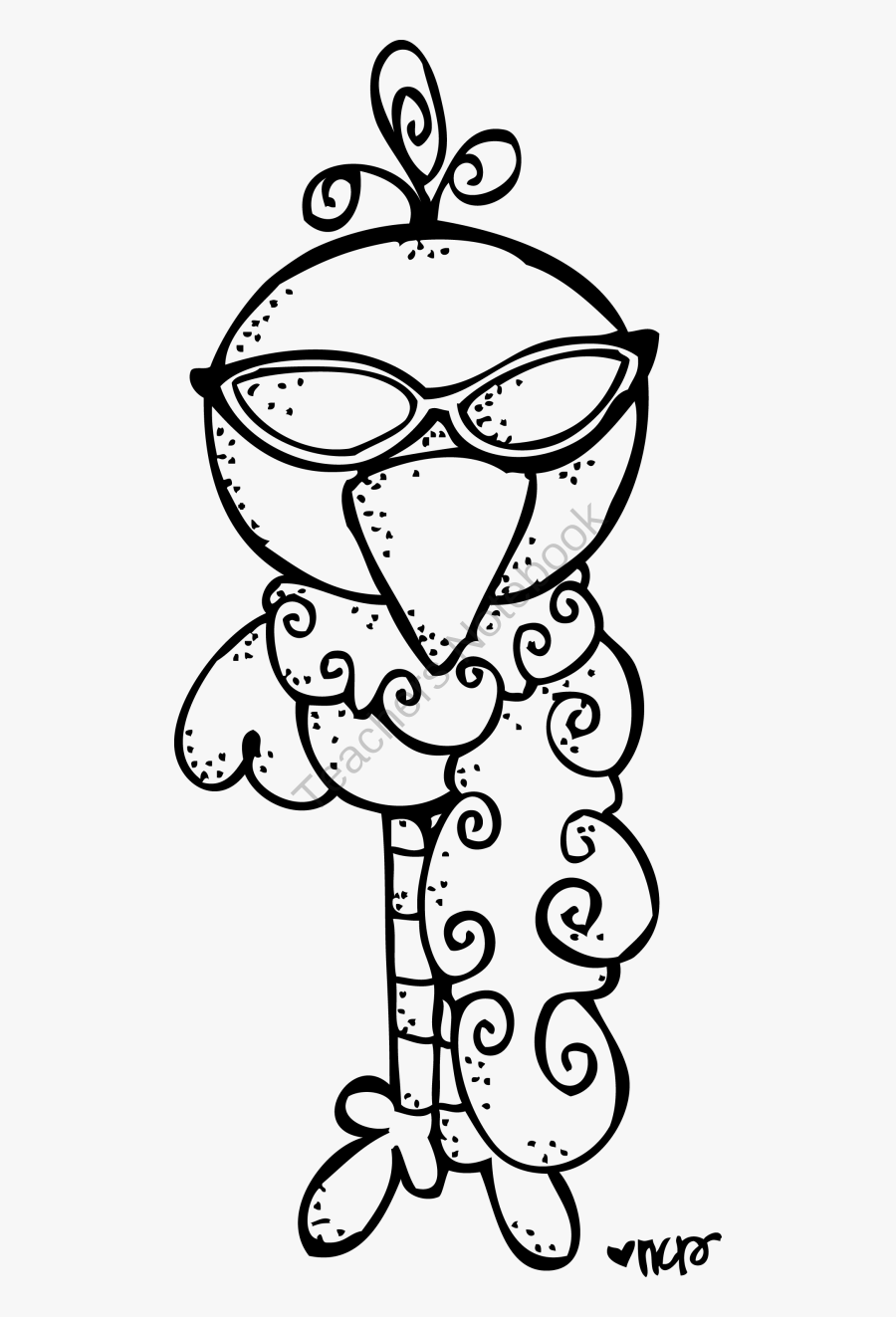 Melonheadz Flamingo Clipart Black And White, Transparent Clipart
