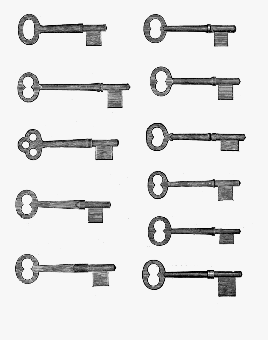 Digital Collage Vintage Key Clip Art - Metalworking Hand Tool, Transparent Clipart