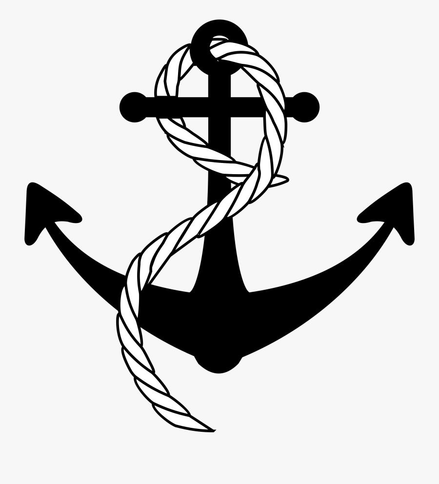 Clipart - Navy Anchor With Rope, Transparent Clipart