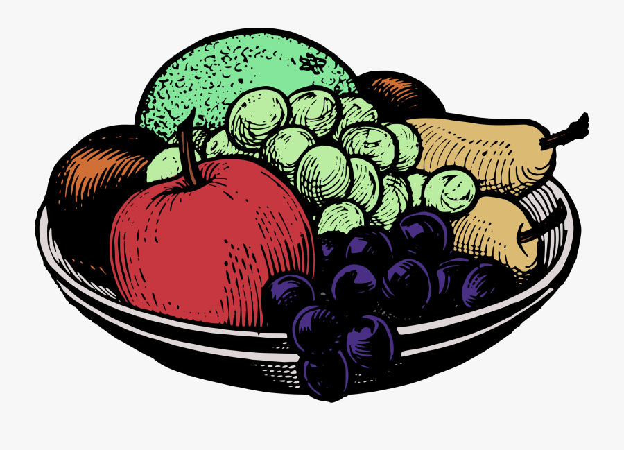 Plant,food,fruit - Black And White Fruit Bowl, Transparent Clipart