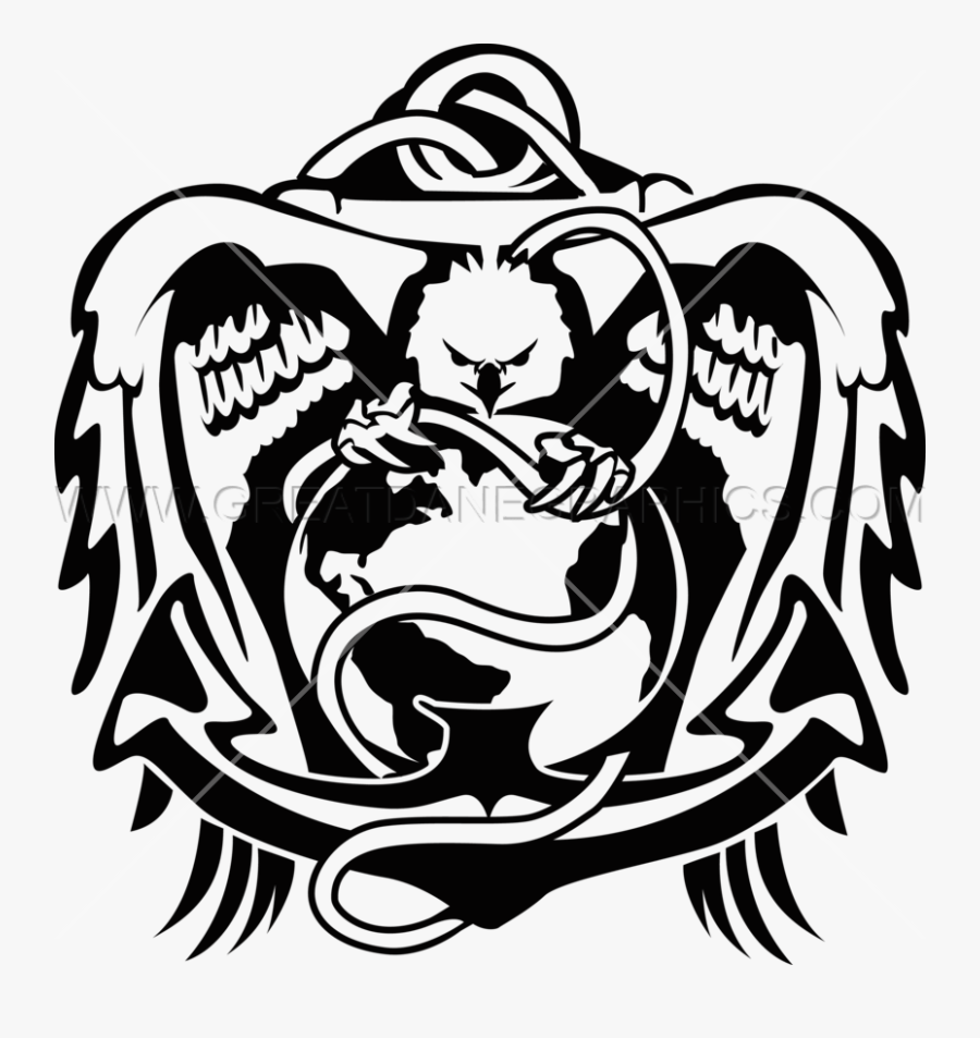 Eagle, Globe Amp Anchor Production Ready Artwork For - Anchor With Eagle Logo, Transparent Clipart