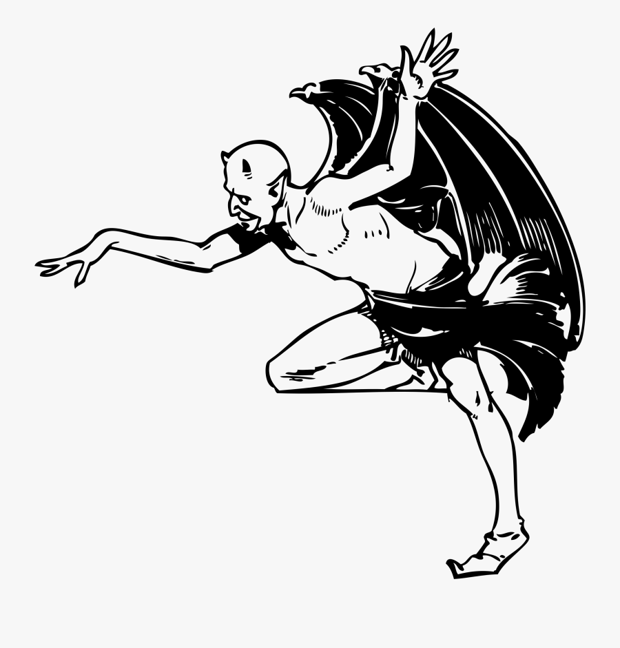 Halloween Dance Clipart - Black And White Devil, Transparent Clipart