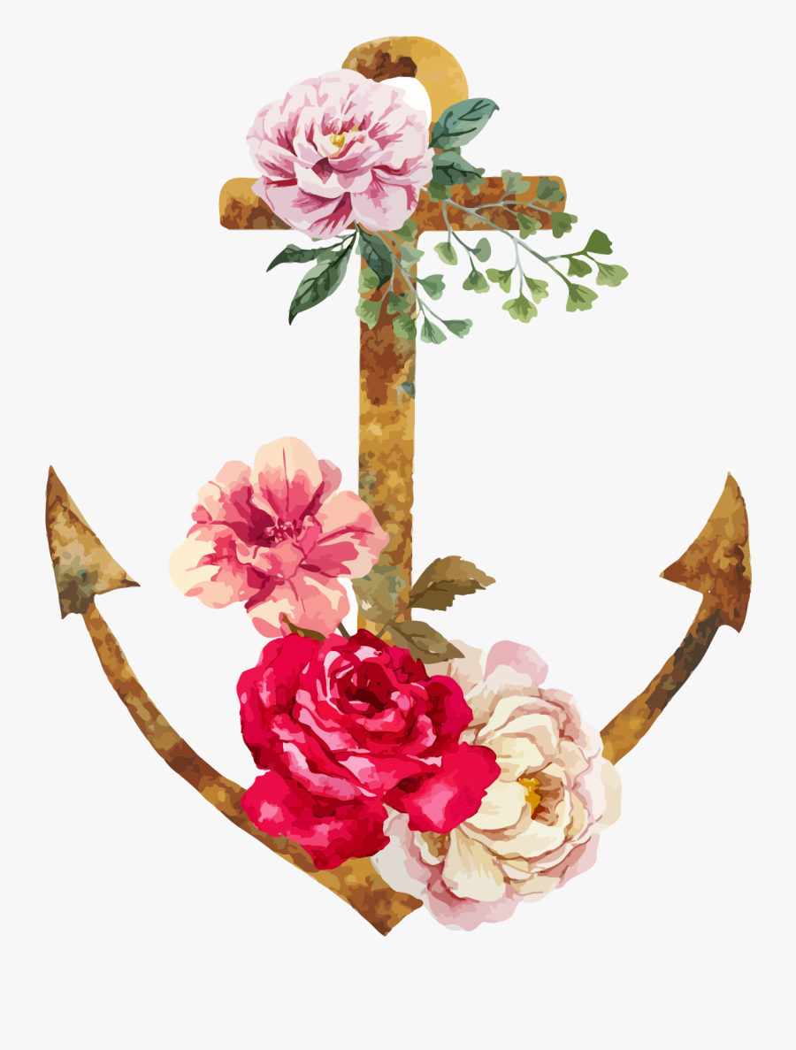 Tattoo Flower Illustration Watercolor Fresh Flowers - Flowers And Anchor, Transparent Clipart