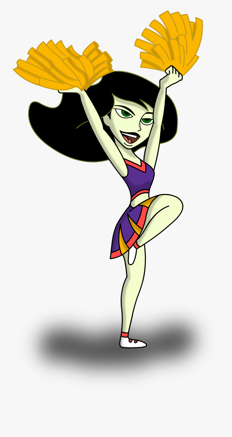 Free Download Cheerleader Clipart Black And White - Kim Possible Shego Cheerleader, Transparent Clipart