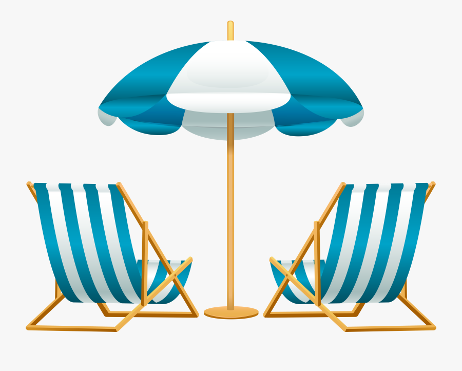 Beach Umbrella With Chairs Free Png Clip Art Image, Transparent Clipart