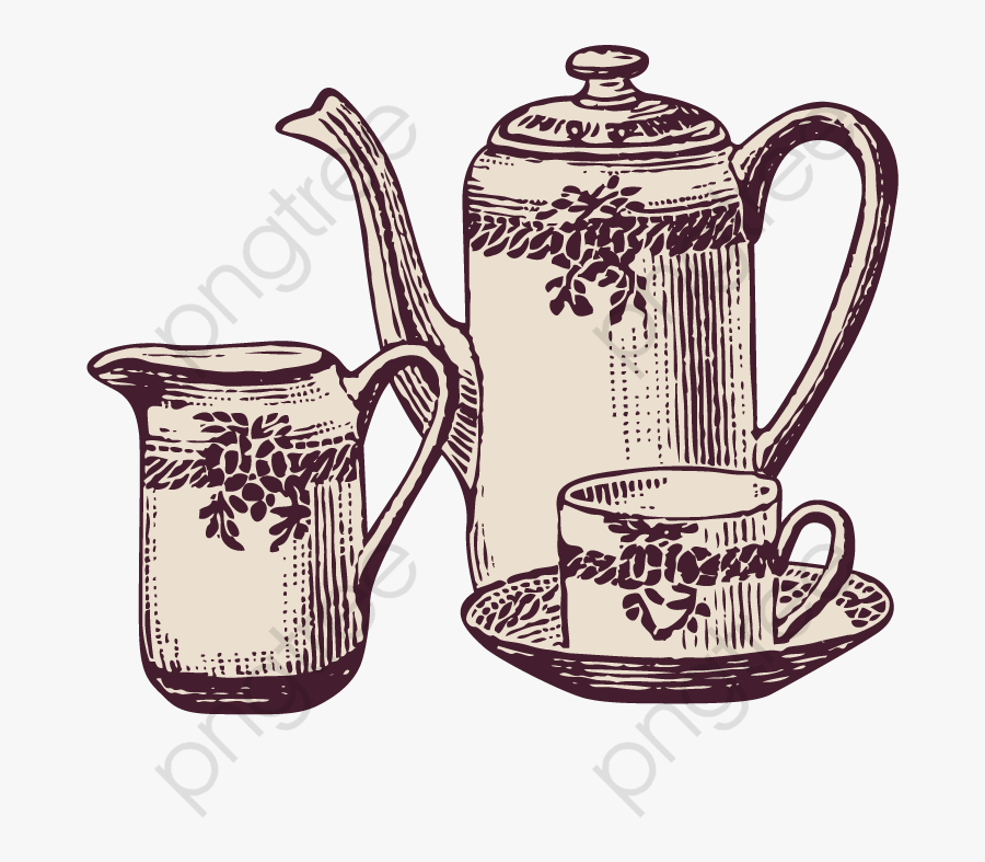 Vintage Tea Cups - Чайный Сервиз Графика, Transparent Clipart