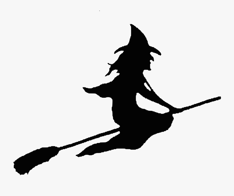 Halloween Witch On A Broom, Transparent Clipart