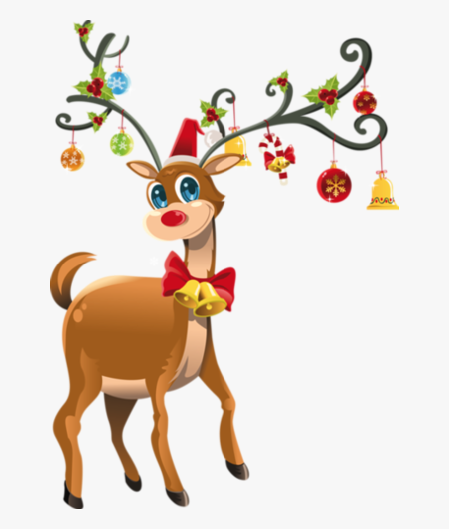 Reindeer Clipart Transparent Background - Transparent Merry Christmas Clip Art, Transparent Clipart