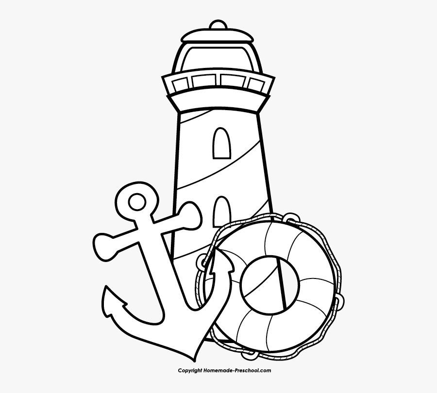 Lighthouse Clipart Kid - Nautical Clipart Black And White, Transparent Clipart