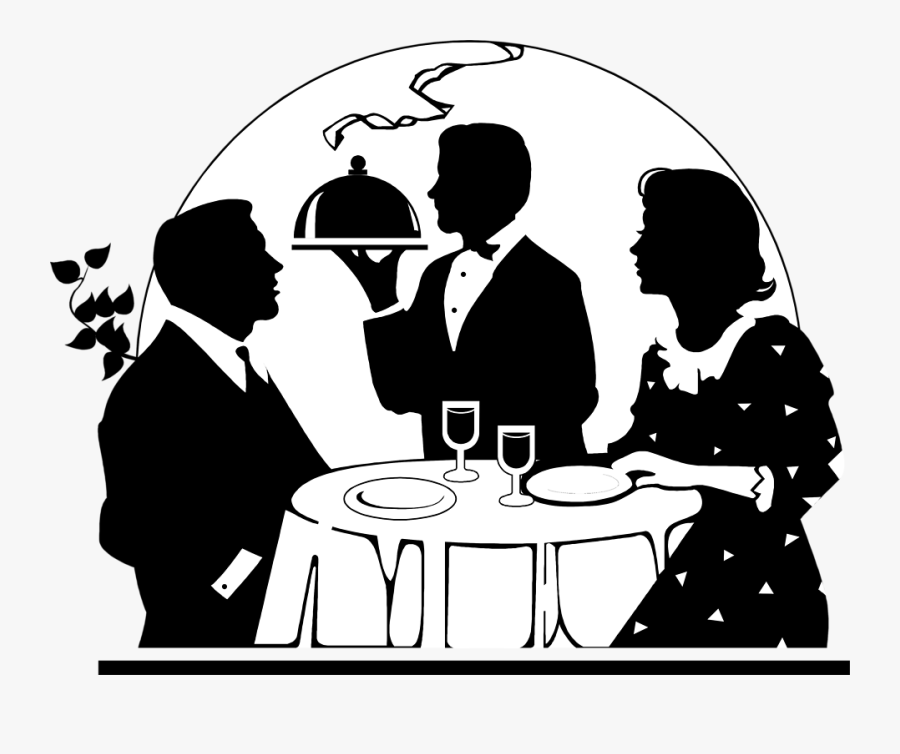 Couple Having Dinner Silhouette, Transparent Clipart