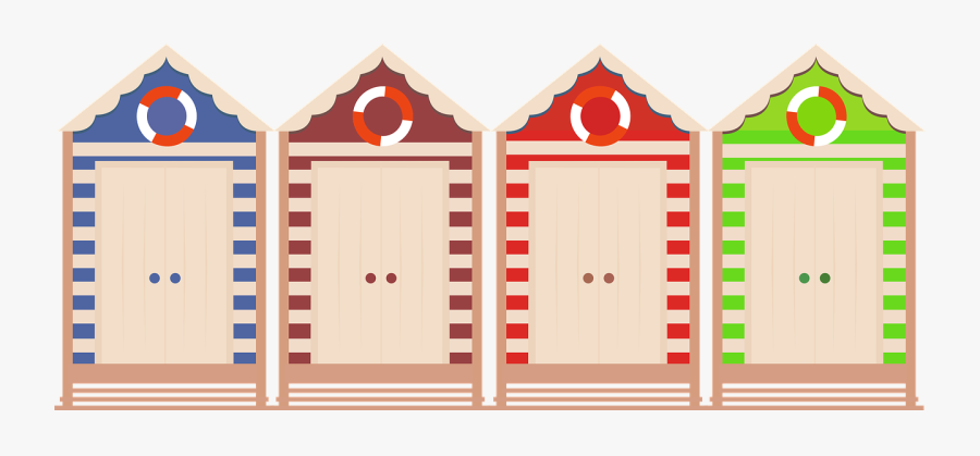 Beach, Huts, Colorful, Clip Art, Summer, Blue, Sand - Plank, Transparent Clipart