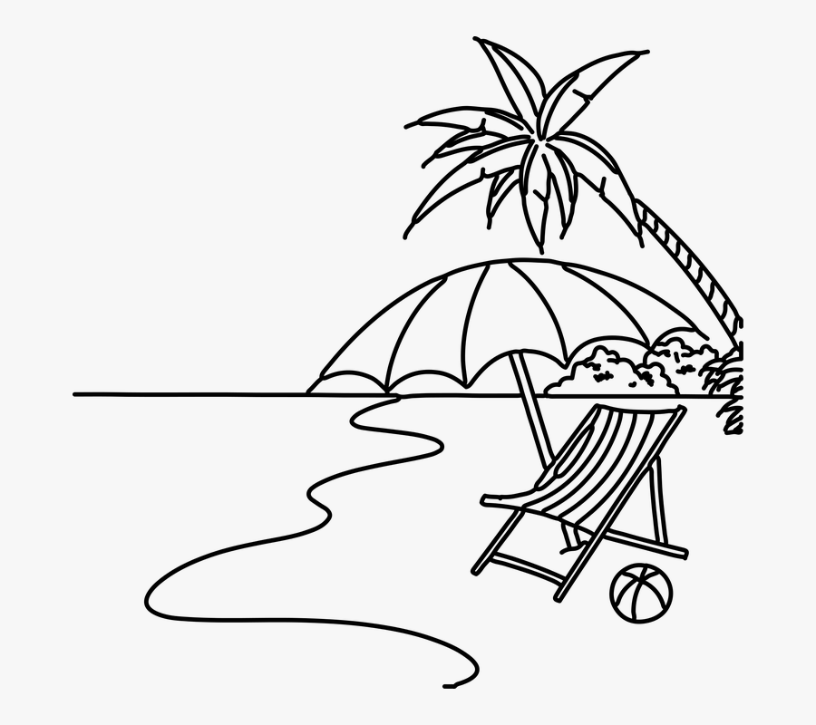 Clip Art Beach Clip Art Black And White - Beach Black And White Clipart, Transparent Clipart