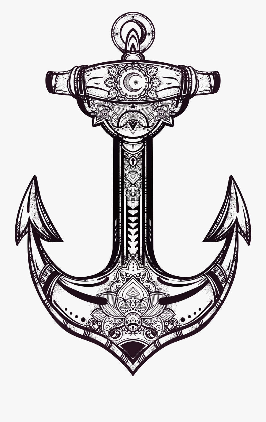 Clip Art Anchor Weapon - Drawing Barnacles On Anchor, Transparent Clipart
