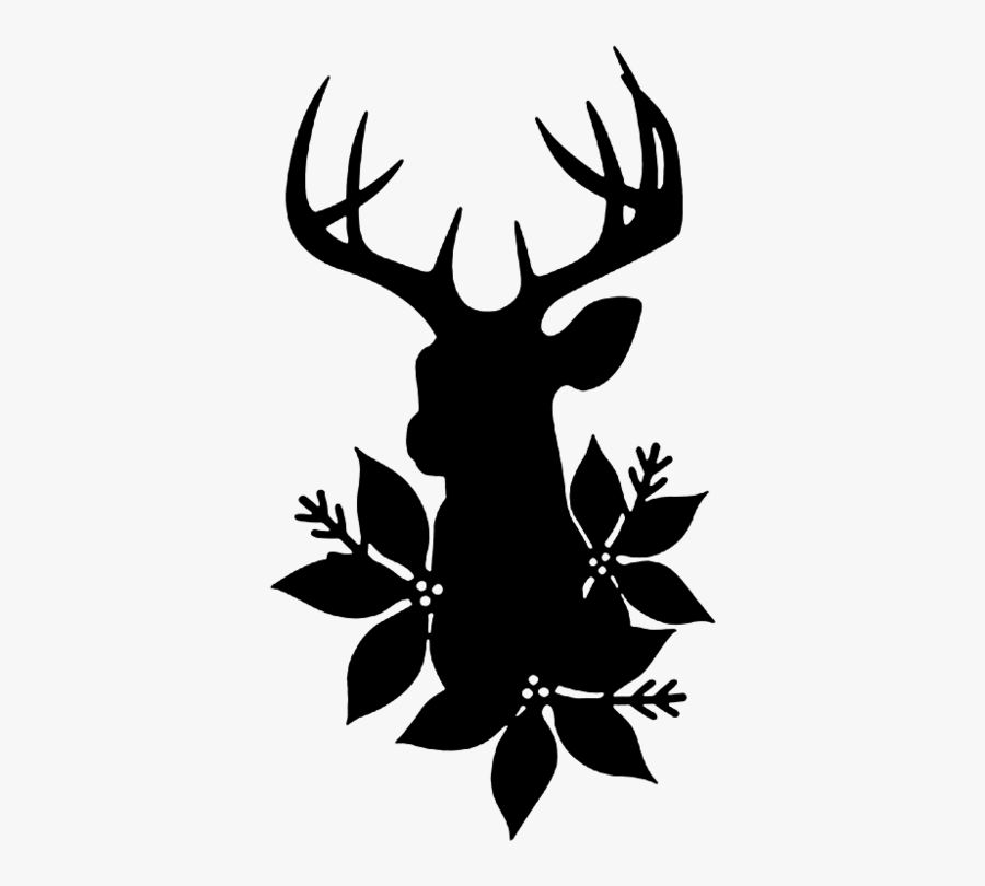 Reindeer Silhouette Clip Art - Deer Head Silhouette Png, Transparent Clipart